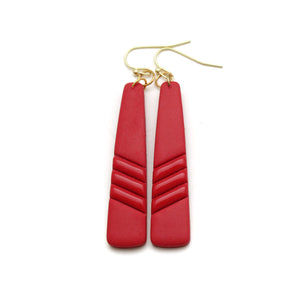 Red Embossed Pillar Earrings