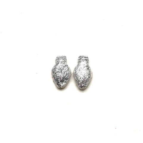 Silver Glitter Christmas Light Stud Earrings