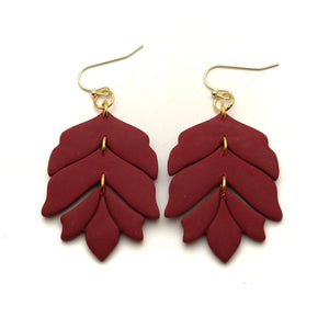 Burgundy Botanical Polymer Clay Earrings