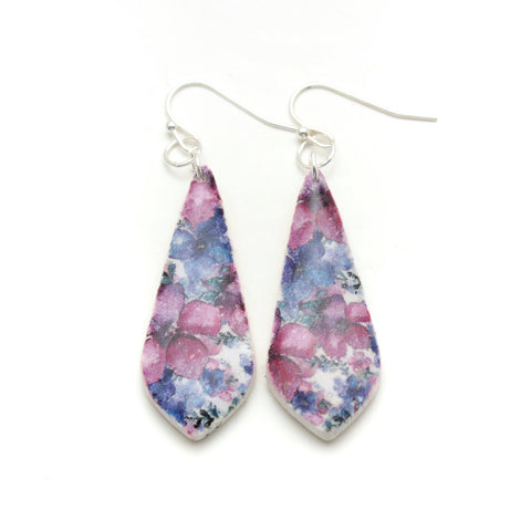 Violet Floral Print Tricia Earrings