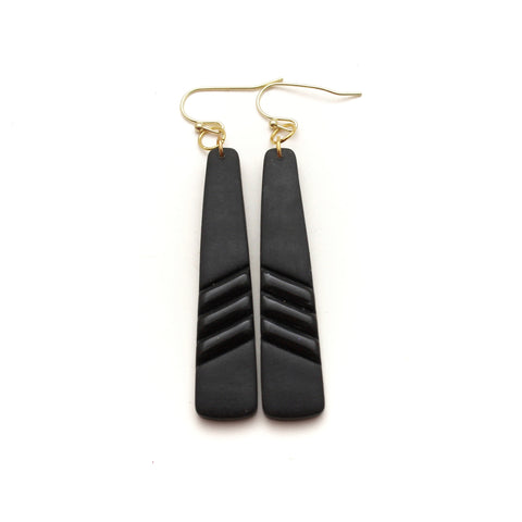 Black Embossed Colins Earrings