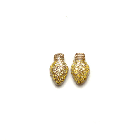 Gold Glitter Christmas Light Stud Earrings