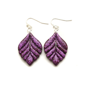 Purple Glitter Jasmine Polymer Clay Earrings