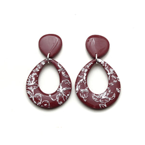 Sangria Silver Floral Embossed Earrings