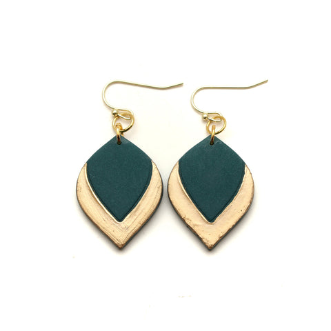 Dark Teal and Gold Harper Dangle Earrings