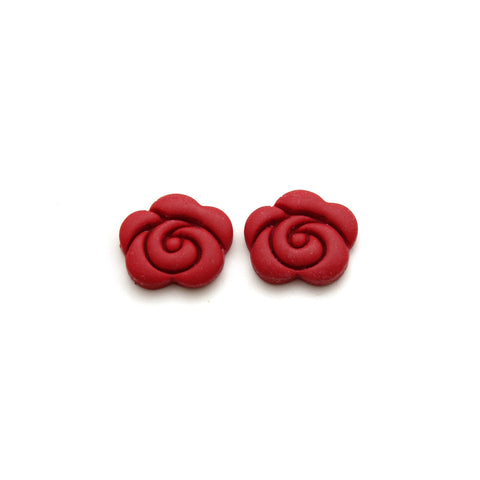 Red Rose Stud Earrings