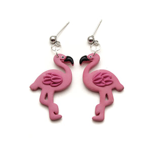 Flamingo Dangle Polymer Clay Earrings
