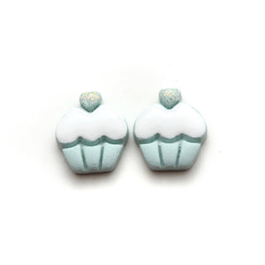 Mint Blue Cupcake Stud Earrings