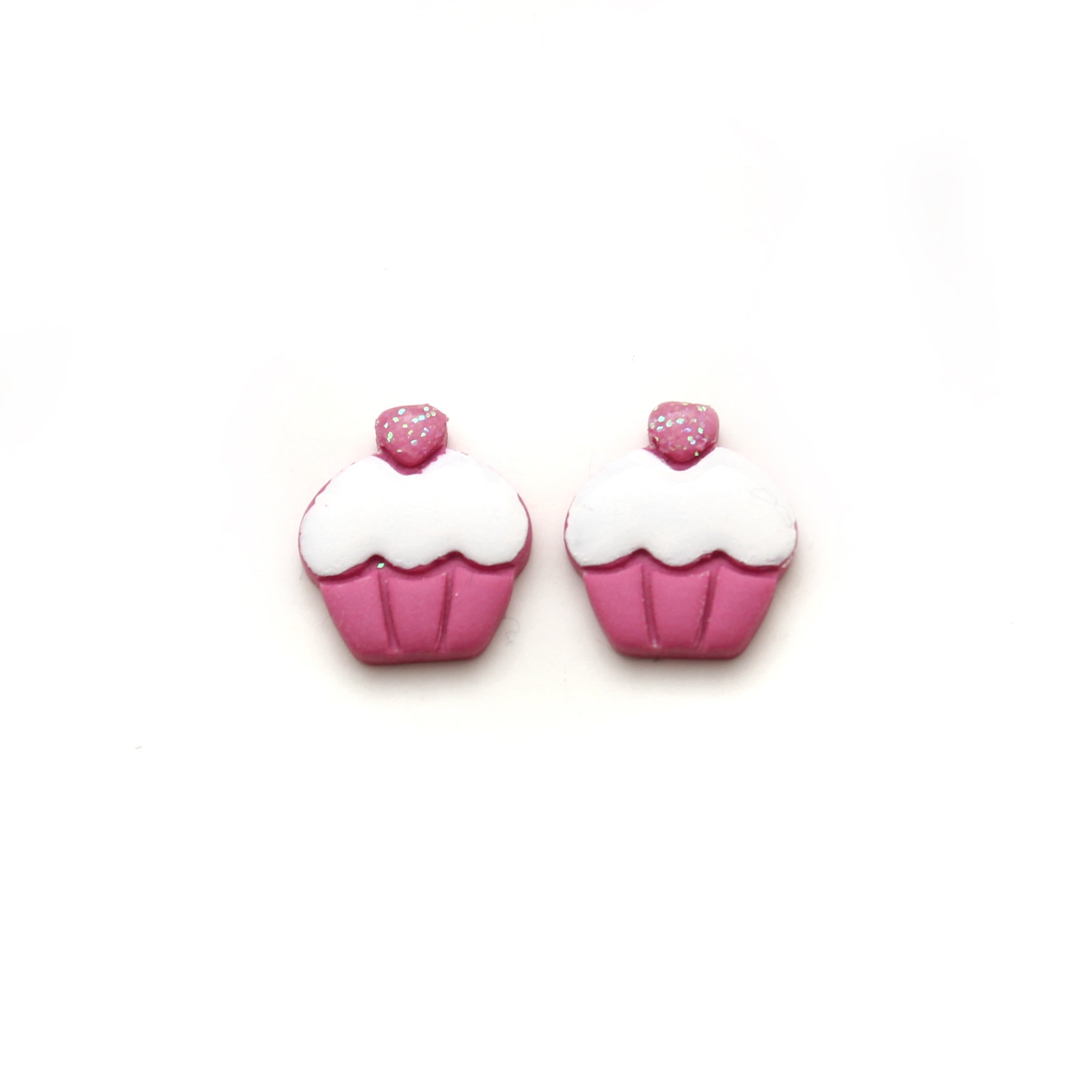 Lipstick Pink Cupcake Stud Earrings