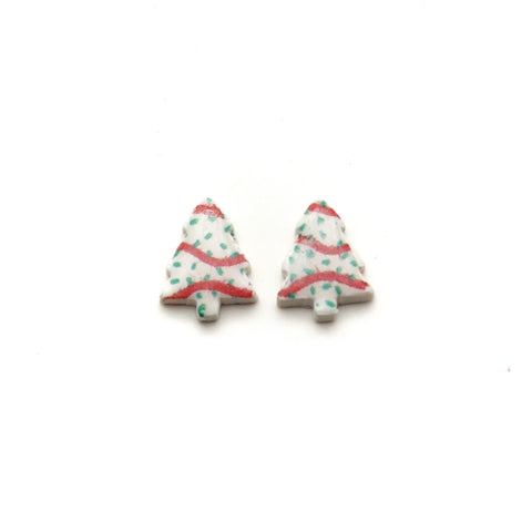 Small Christmas Tree Cake Stud Earrings