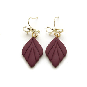 Plum Fawn with Bow Hooks Earrings