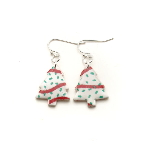 Large Christmas Tree Cake Dangle Earrings