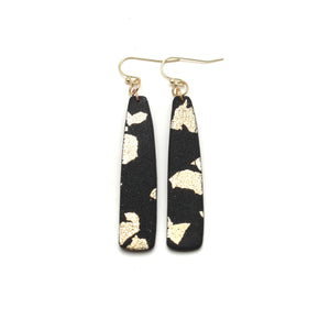 Textured Black and Gold Pillar Earrings