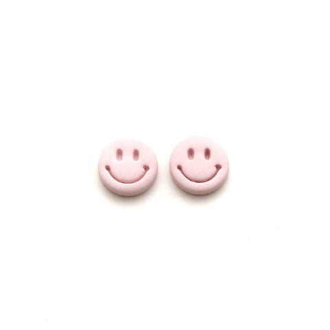 Powder Pink Smiley Face Stud Earrings