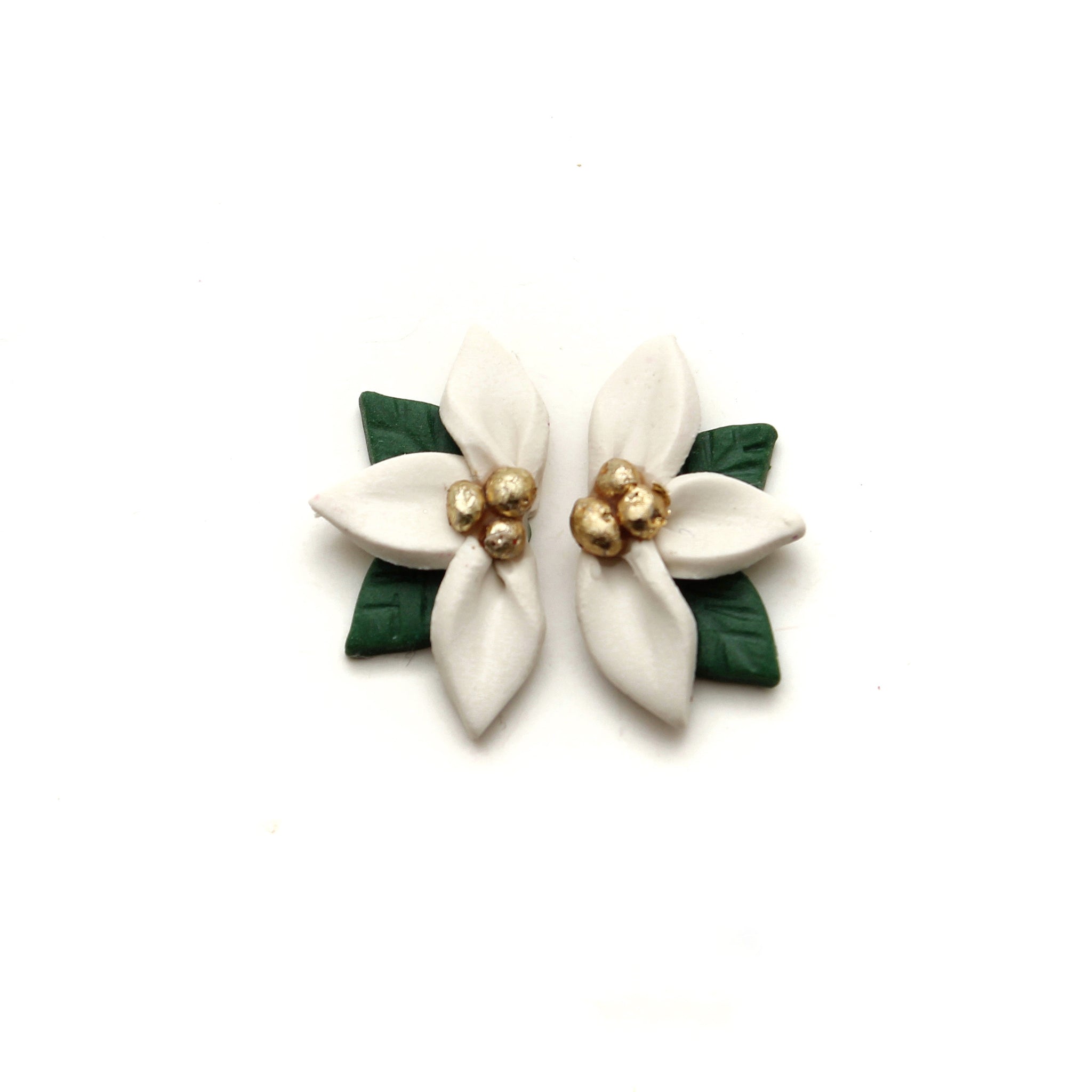 White Poinsettia Stud Earrings