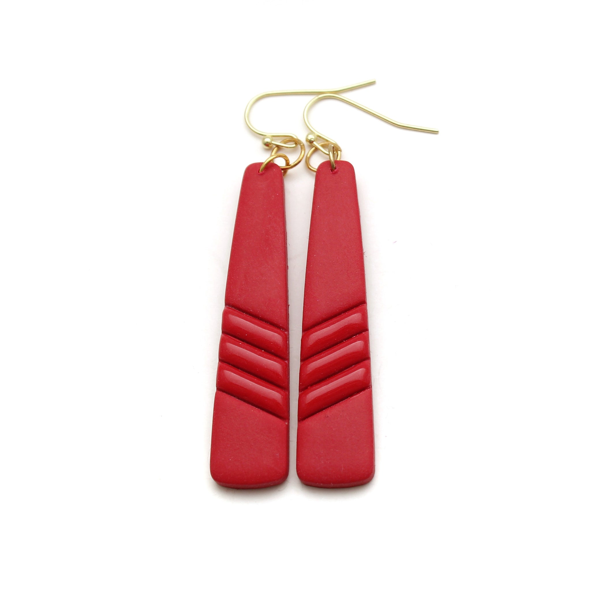 Red Embossed Colins Earrings