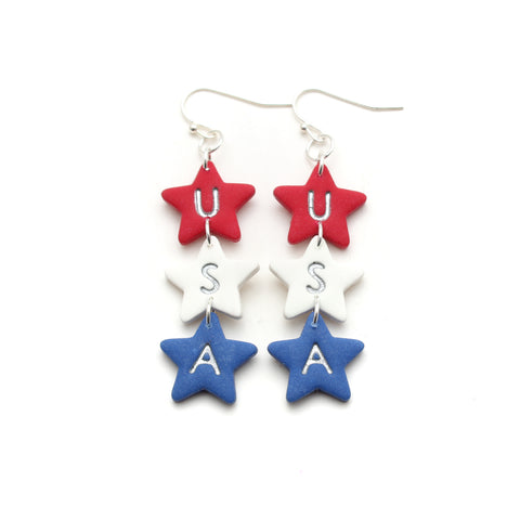 USA Stars Polymer Clay Earrings