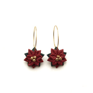 Poinsettia Hoop Dangle Earrings