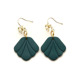 Dark Teal Penelope with Bow Top Hook Earrings