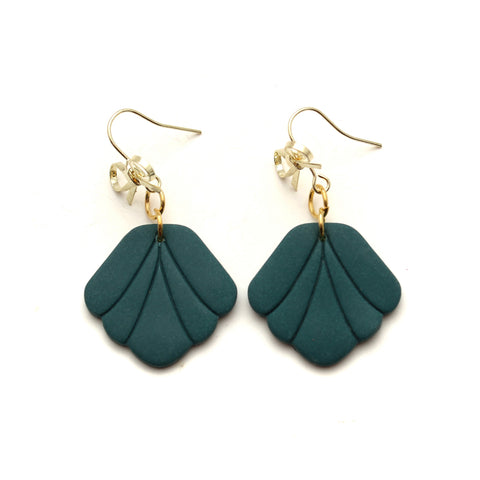 Dark Teal Penelope with Bow Top Hook Earrings