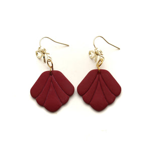 Burgundy Penelope with Bow Top Hook Earrings