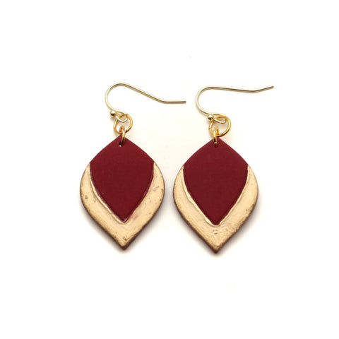 Burgundy and Gold Harper Dangle Earrings