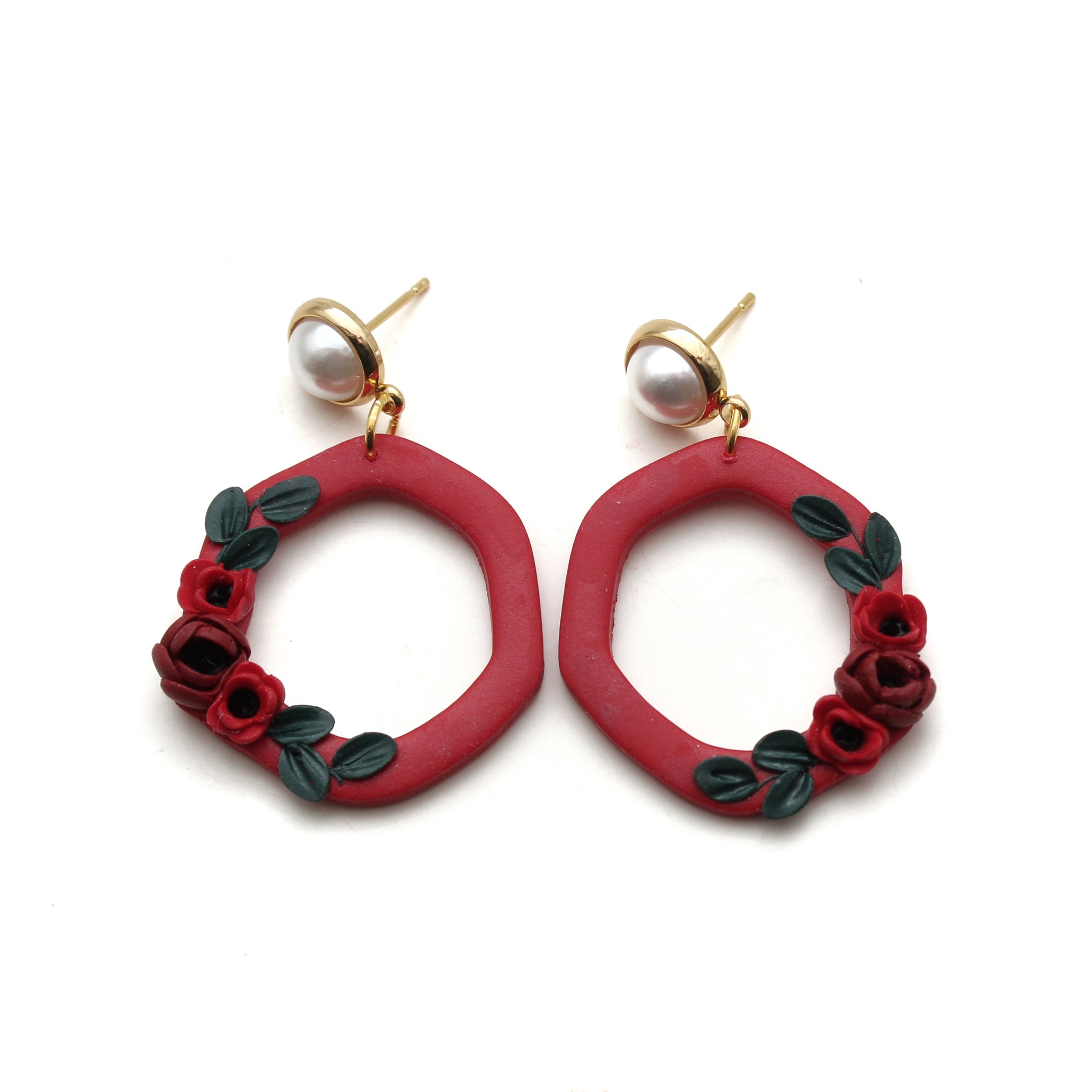 Red Floral Ada Dangle Earrings