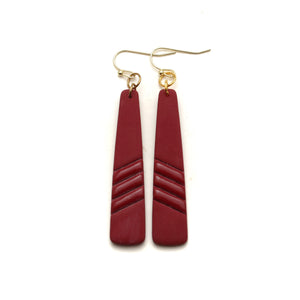 Burgundy Embossed Colins Earrings