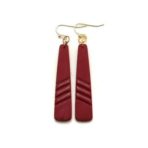 Burgundy Embossed Colins Earrings