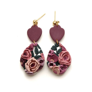 Plum Floral Scallop Earrings