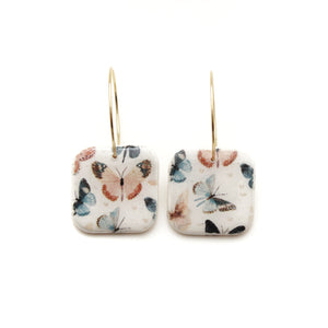 Fall Butterfly Print Sarah Hoop Dangle Earrings