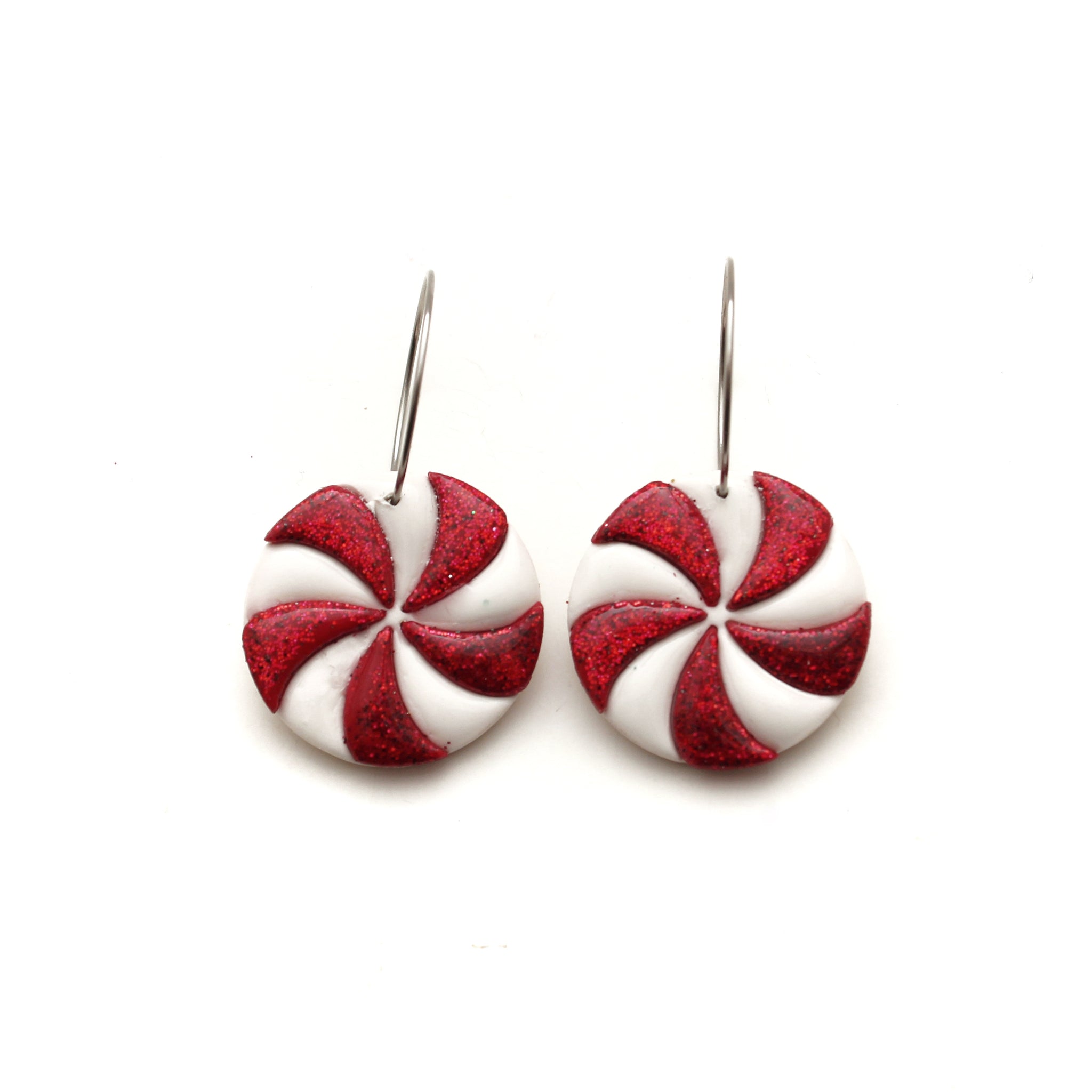 Large Peppermint Hoop Dangle Earrings