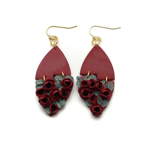 Burgundy Rose Camille Dangle Earrings