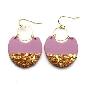 Orchid and Crushed Glass Reed Earrings