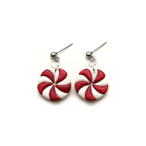 Medium Peppermint Polymer Clay Earrings