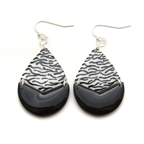 Hand Painted Zebra Leah Polymer Clay Earrings