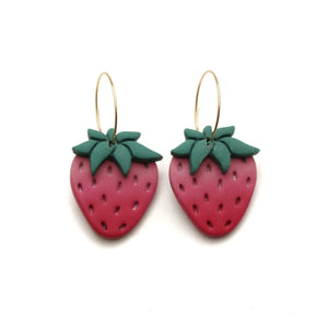 Ombre Strawberry Hoop Earrings