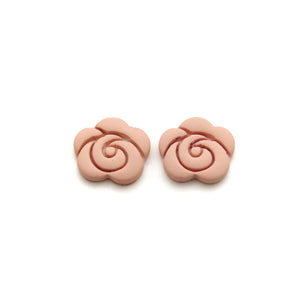 Rose Quartz Rose Stud Earrings