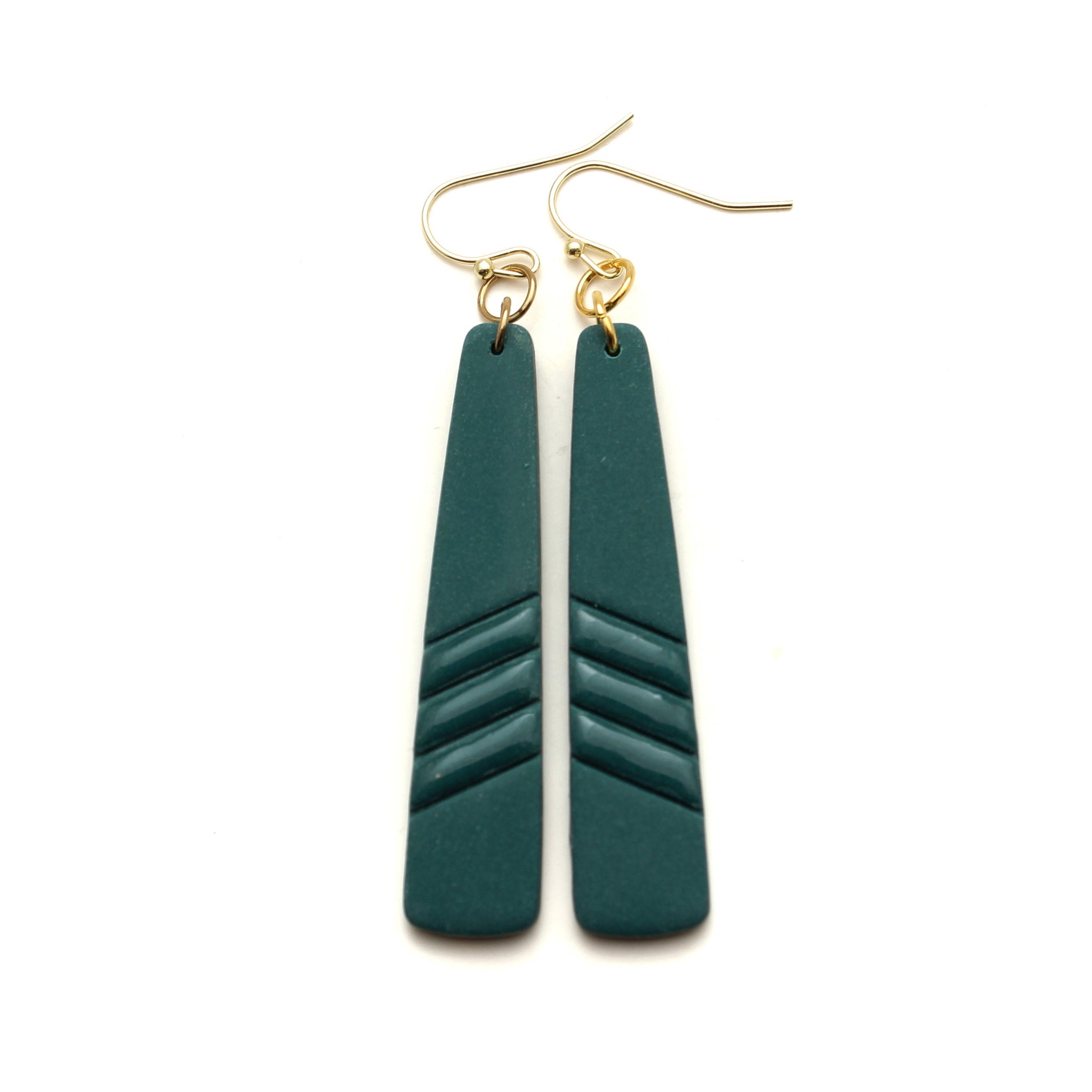 Dark Teal Embossed Colins Earrings