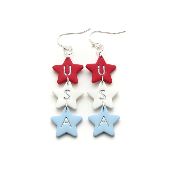 USA Stars Polymer Clay Earrings