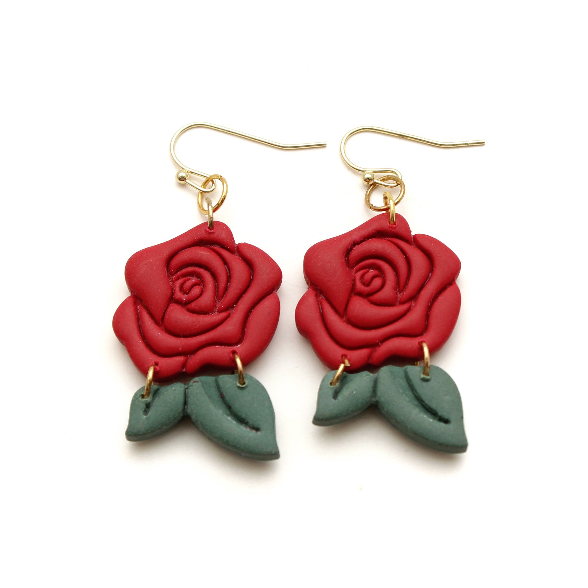 Red Rose Dangle Earrings