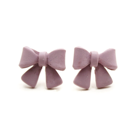 Lavender Bow Stud Earrings