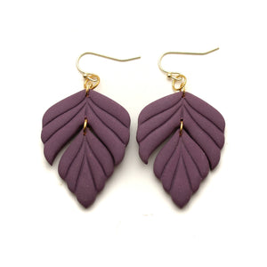 English Violet Foliage Dangle Earrings