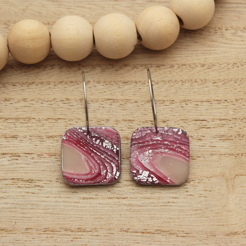 Raspberry Agate Sarah Hoop Earrings