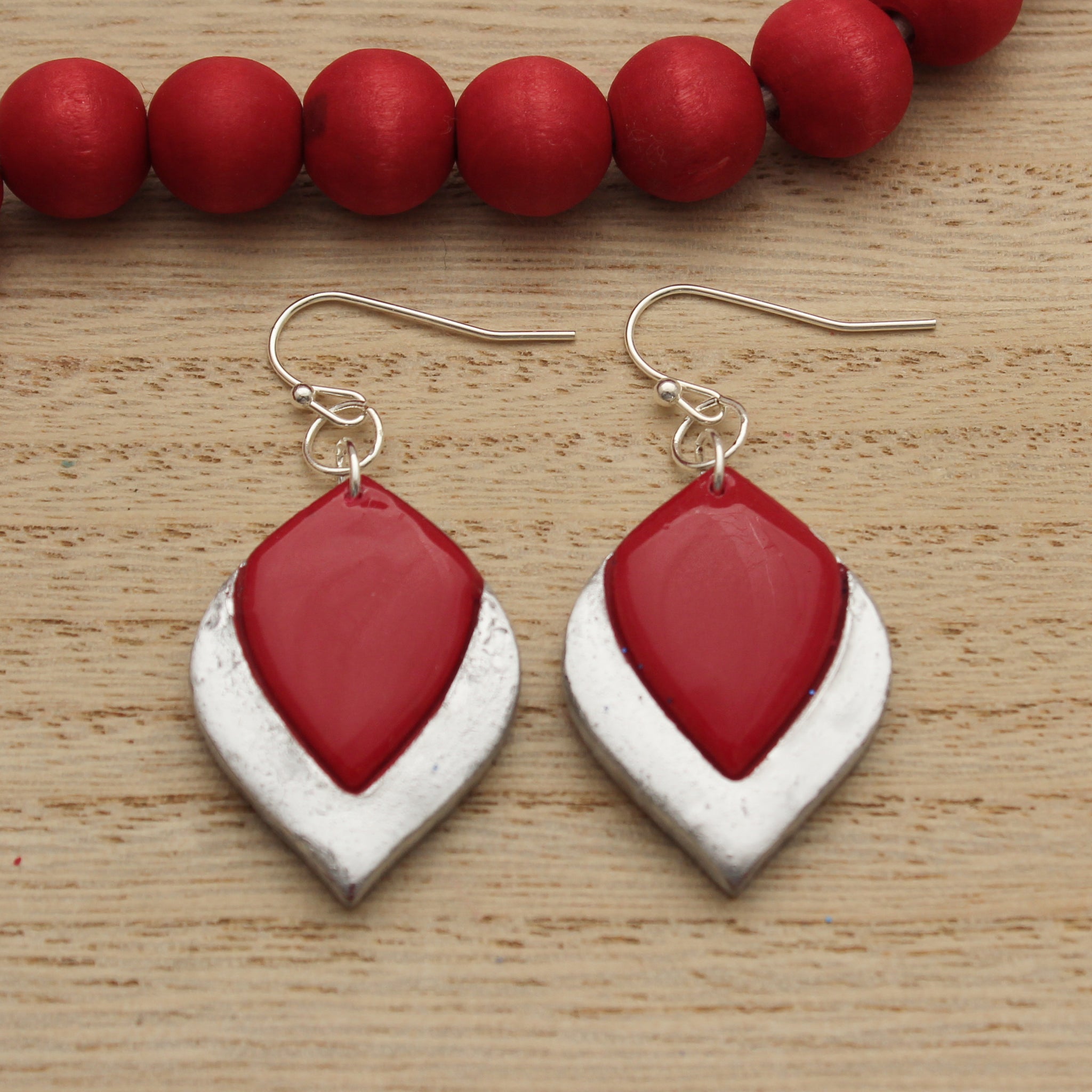 Cherry Pie and Silver Harper Dangle Polymer Clay Earrings