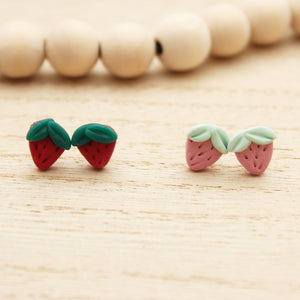 Strawberry Stud Polymer Clay Earrings
