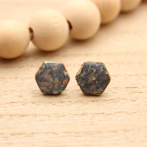 Opal Hexagon Stud Earrings