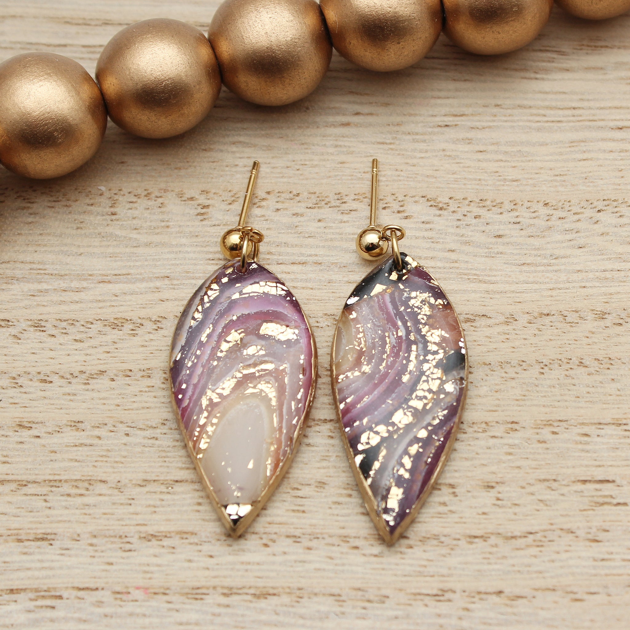 Purple Agate Petal Earrings