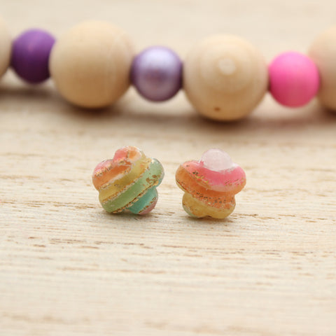 Rainbow Agate Daisy Stud Earrings