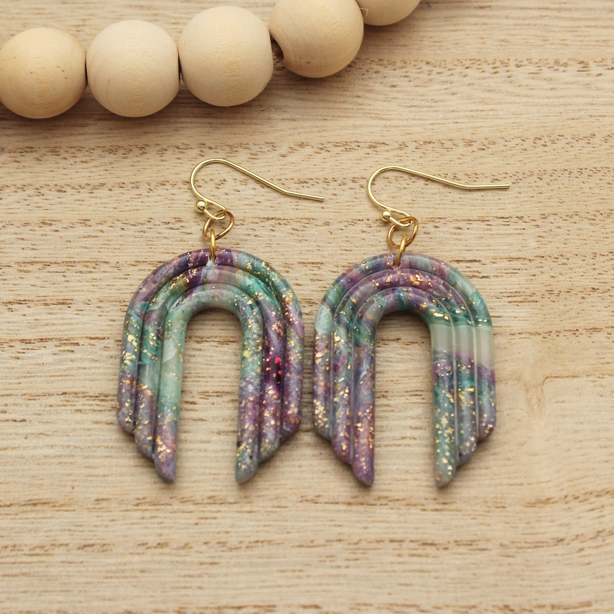 Jewel Tone Agate Scrappy Extruded Arch Earrings